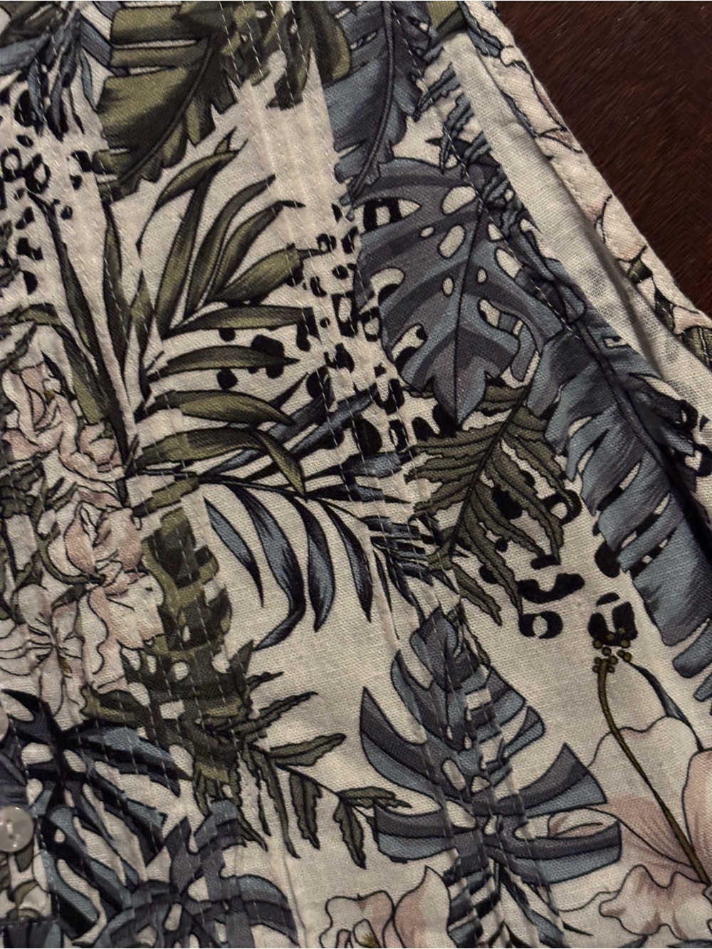 Tahari Linen Blend Dress Tropical Leopard Print Pintuck Shift Womens Size Large - Picture 5 of 7